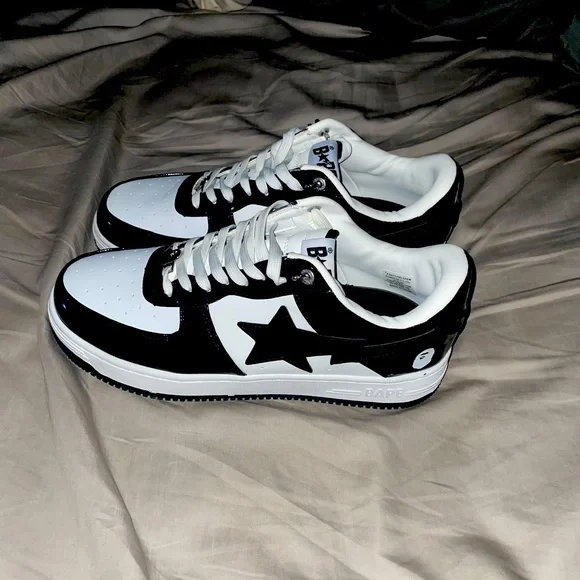 Bapesta Size 12 Black White NO BOX Shoes | Size 12 A Bathing Ape Bape Black X Bapesta White  main image 4